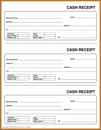 Printable Cash Receipt Form