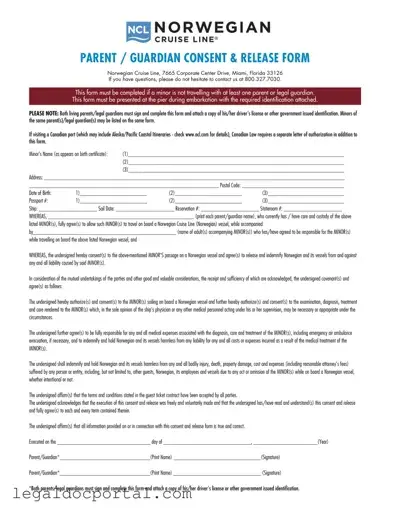 Printable NCL Parental Consent Form