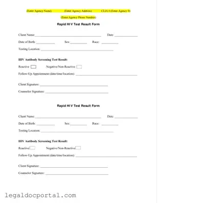 Printable Negative Hiv Test Form