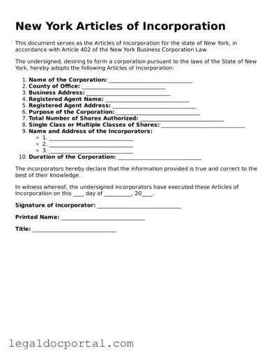 Attorney-Verified New York Articles of Incorporation Form