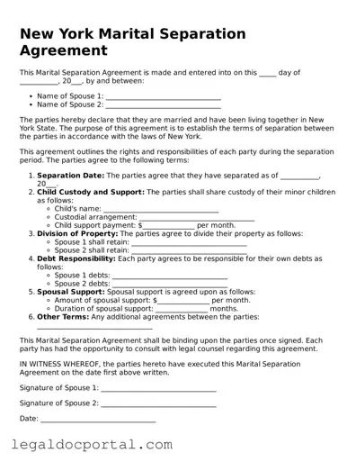 Attorney-Verified New York Marital Separation Agreement Form
