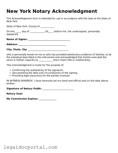 Attorney-Verified New York Notary Acknowledgement Form