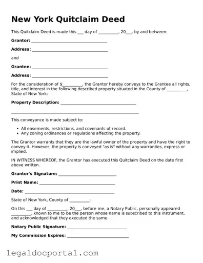 Attorney-Verified New York Quitclaim Deed Form