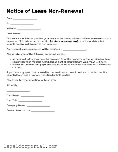 Official Notice of Lease Non-Renewal Document