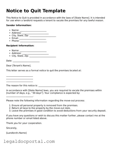 Official Notice to Quit Document