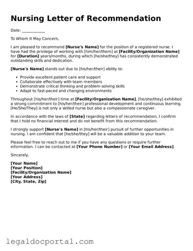 Official Nursing Letter of Recommendation Document