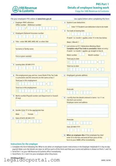 Printable P 45 It Form