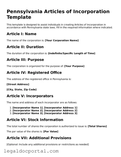 Attorney-Verified Pennsylvania Articles of Incorporation Form