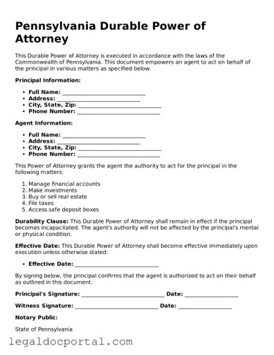 Attorney-Verified Pennsylvania Durable Power of Attorney Form