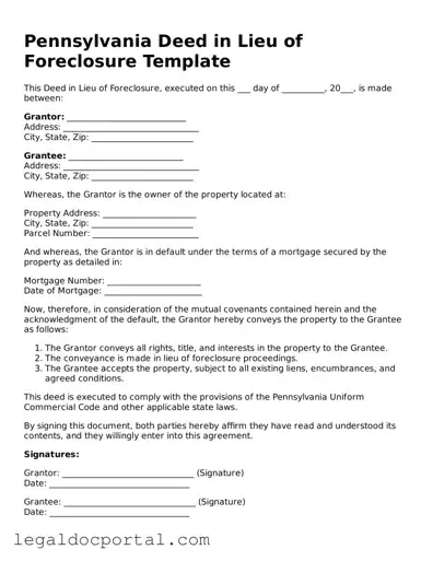Attorney-Verified Pennsylvania Deed in Lieu of Foreclosure Form