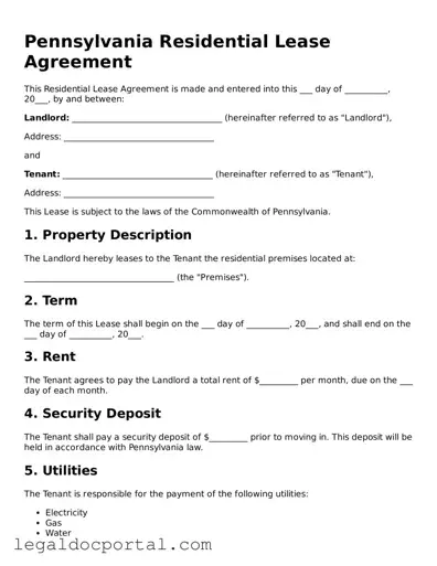 Attorney-Verified Pennsylvania Residential Lease Agreement Form