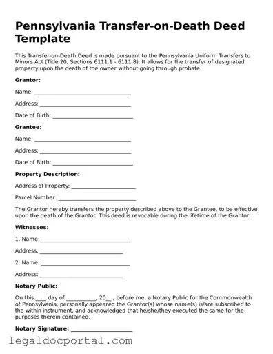 Attorney-Verified Pennsylvania Transfer-on-Death Deed Form