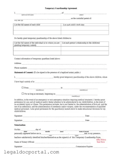Printable Temporary Custody Form