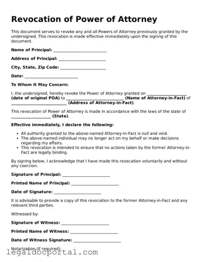 Official Revocation of Power of Attorney Document