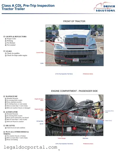Printable Pre Trip Inspection Checklist Form