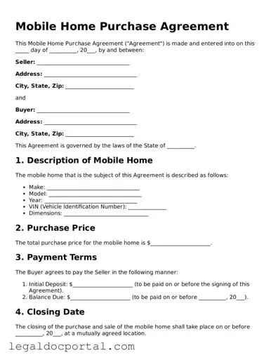 Official Mobile Home Purchase Agreement Document