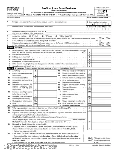 Printable IRS Schedule C 1040 Form