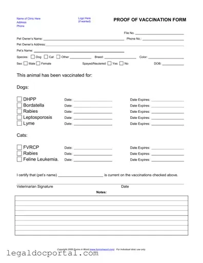 Printable Proof Of Vaccination Dog Form
