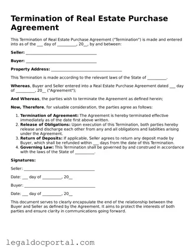 Official Termination of Real Estate Purchase Agreement Document