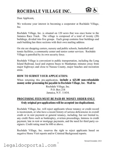 Printable Rochdale village application Form