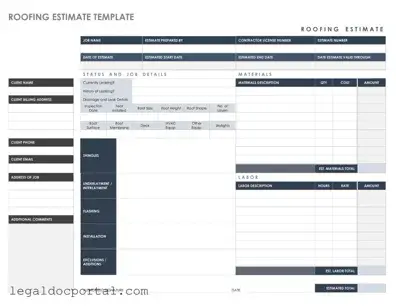 Printable Roofing Estimate Form
