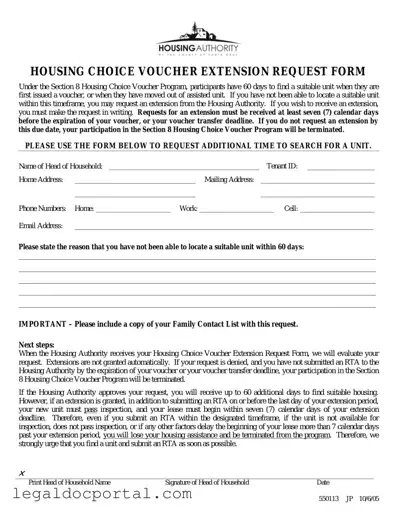Printable Section 8 Voucher Extension Form