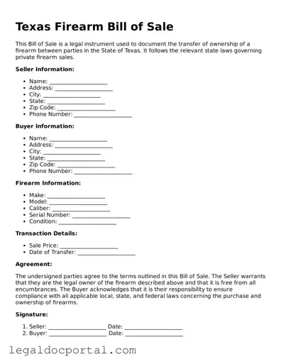Attorney-Verified Texas Firearm Bill of Sale Form