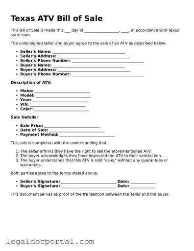 Attorney-Verified Texas ATV Bill of Sale Form