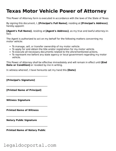 Attorney-Verified Texas Motor Vehicle Power of Attorney Form