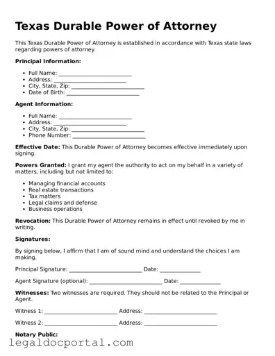 Attorney-Verified Texas Durable Power of Attorney Form