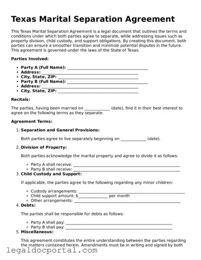 Attorney-Verified Texas Marital Separation Agreement Form