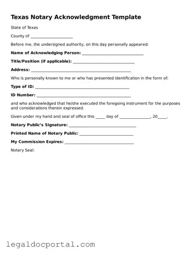 Attorney-Verified Texas Notary Acknowledgement Form