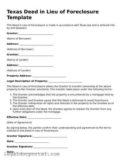 Attorney-Verified Texas Deed in Lieu of Foreclosure Form