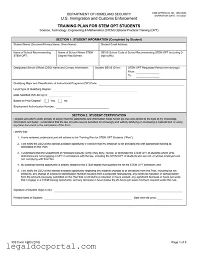 Printable ICE I-983 Form