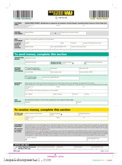 Printable Western Union Form