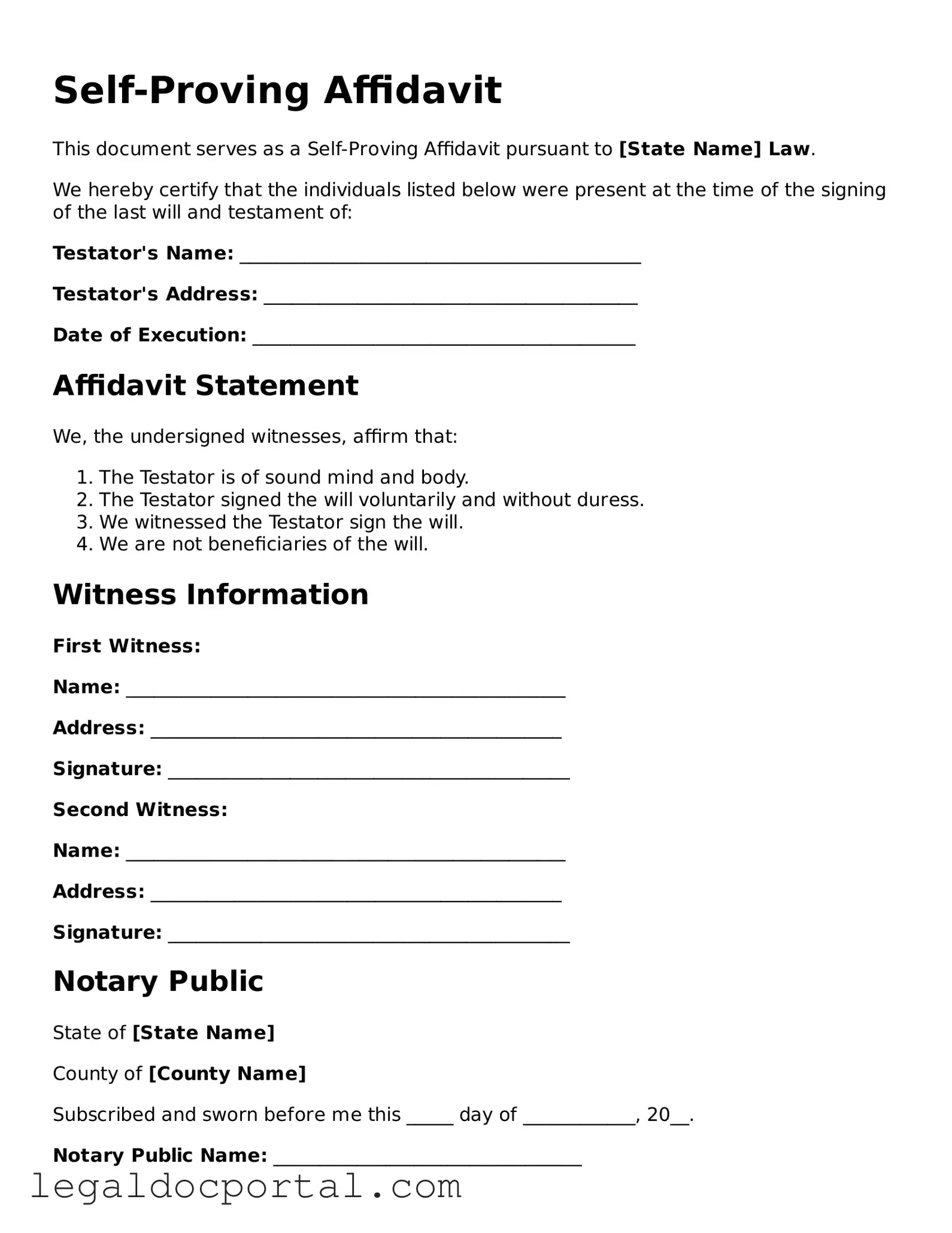 Official Self-Proving Affidavit Document