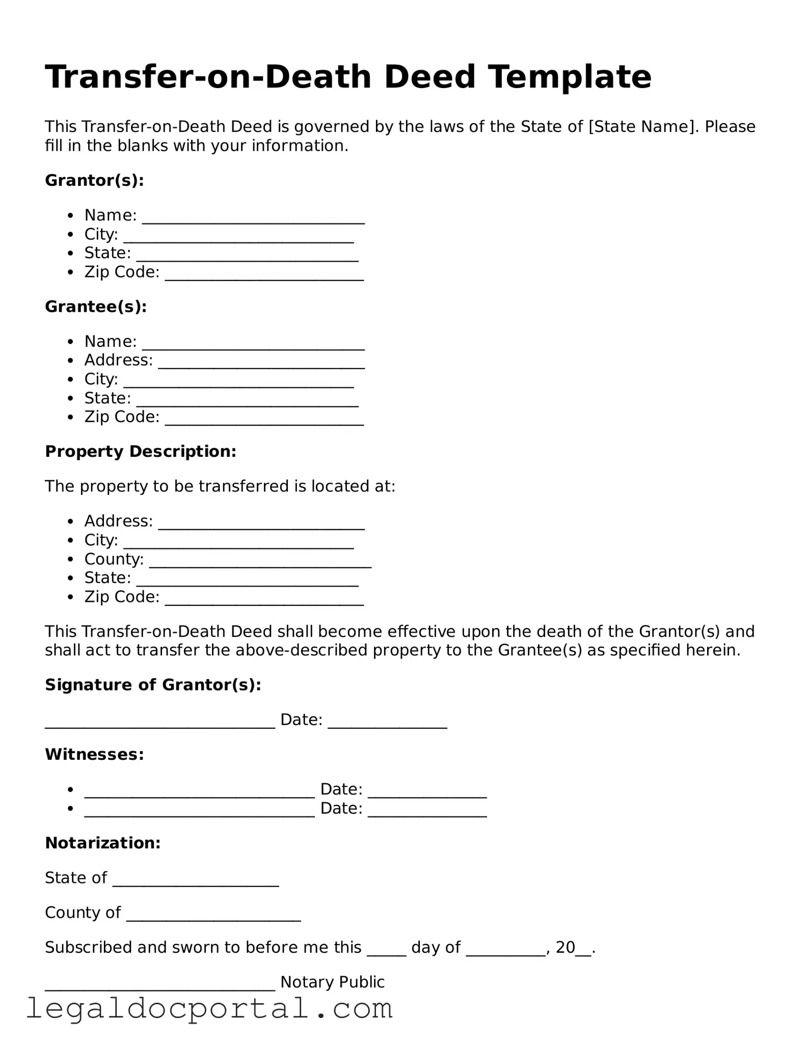 Official Transfer-on-Death Deed Document