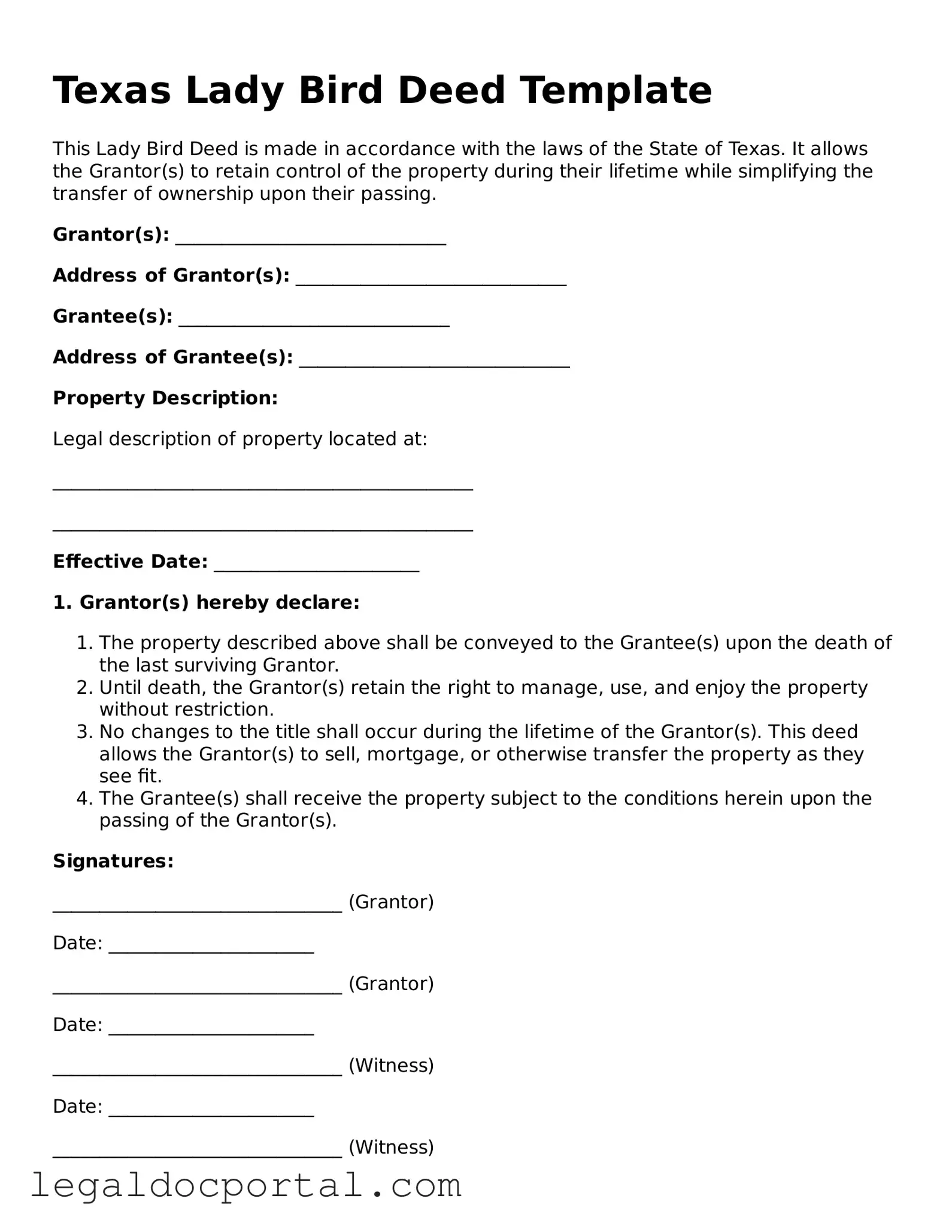 Attorney-Verified Texas Lady Bird Deed Form