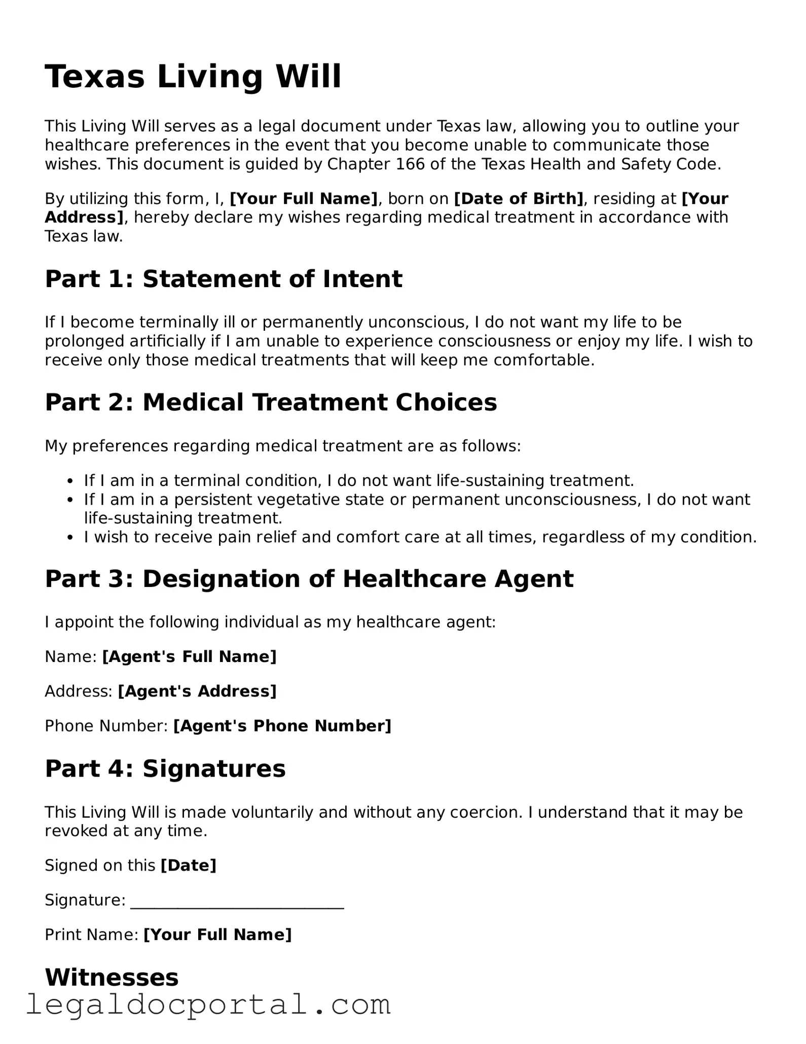 Attorney-Verified Texas Living Will Form