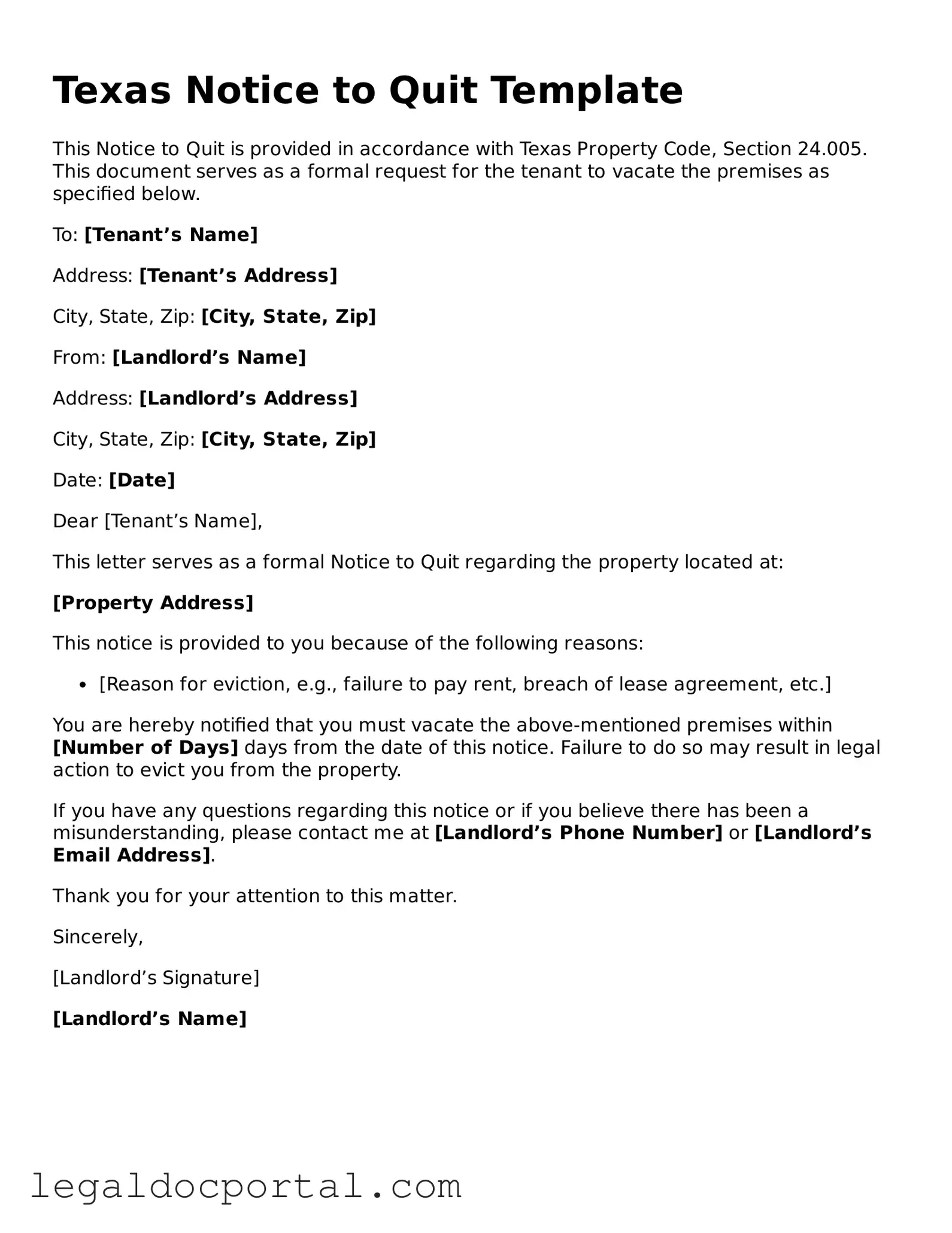 Attorney-Verified Texas Notice to Quit Form
