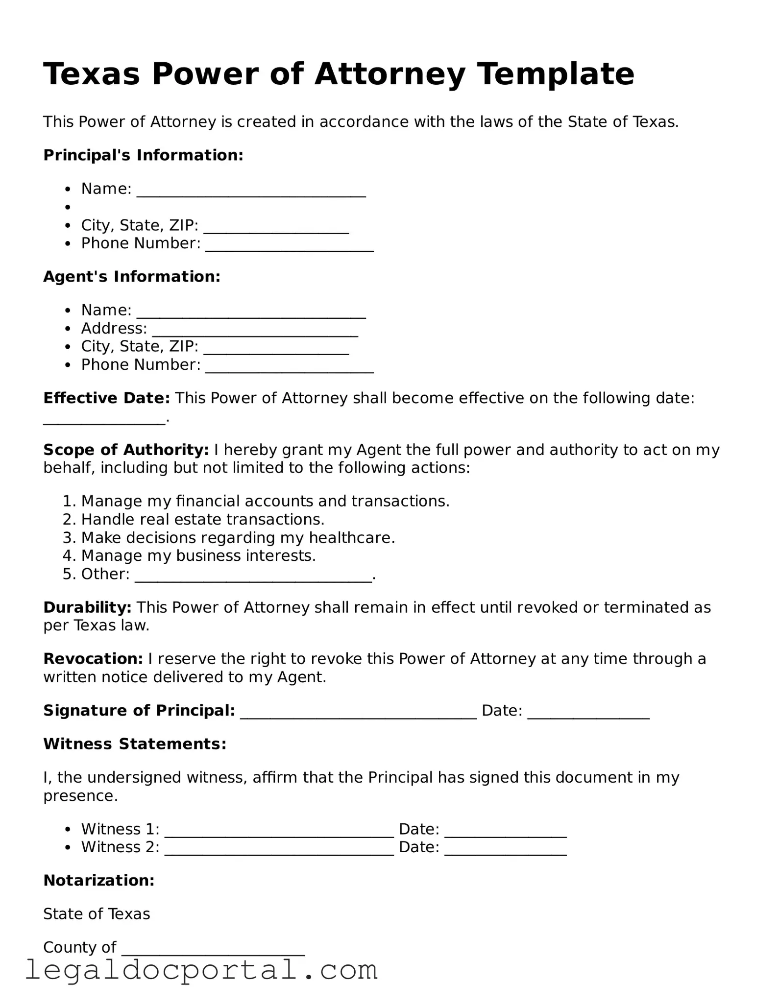 Attorney-Verified Texas Power of Attorney Form