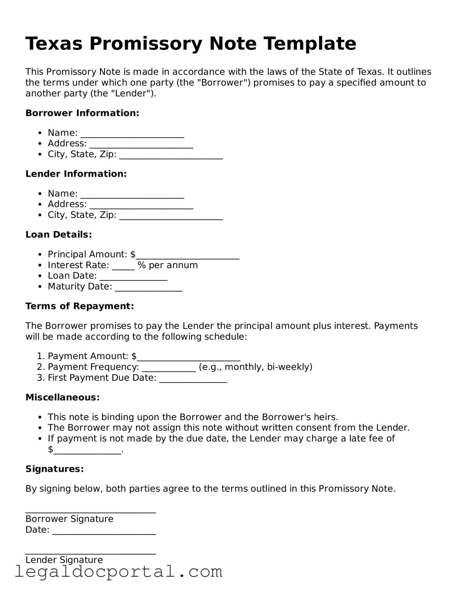 Attorney-Verified Texas Promissory Note Form
