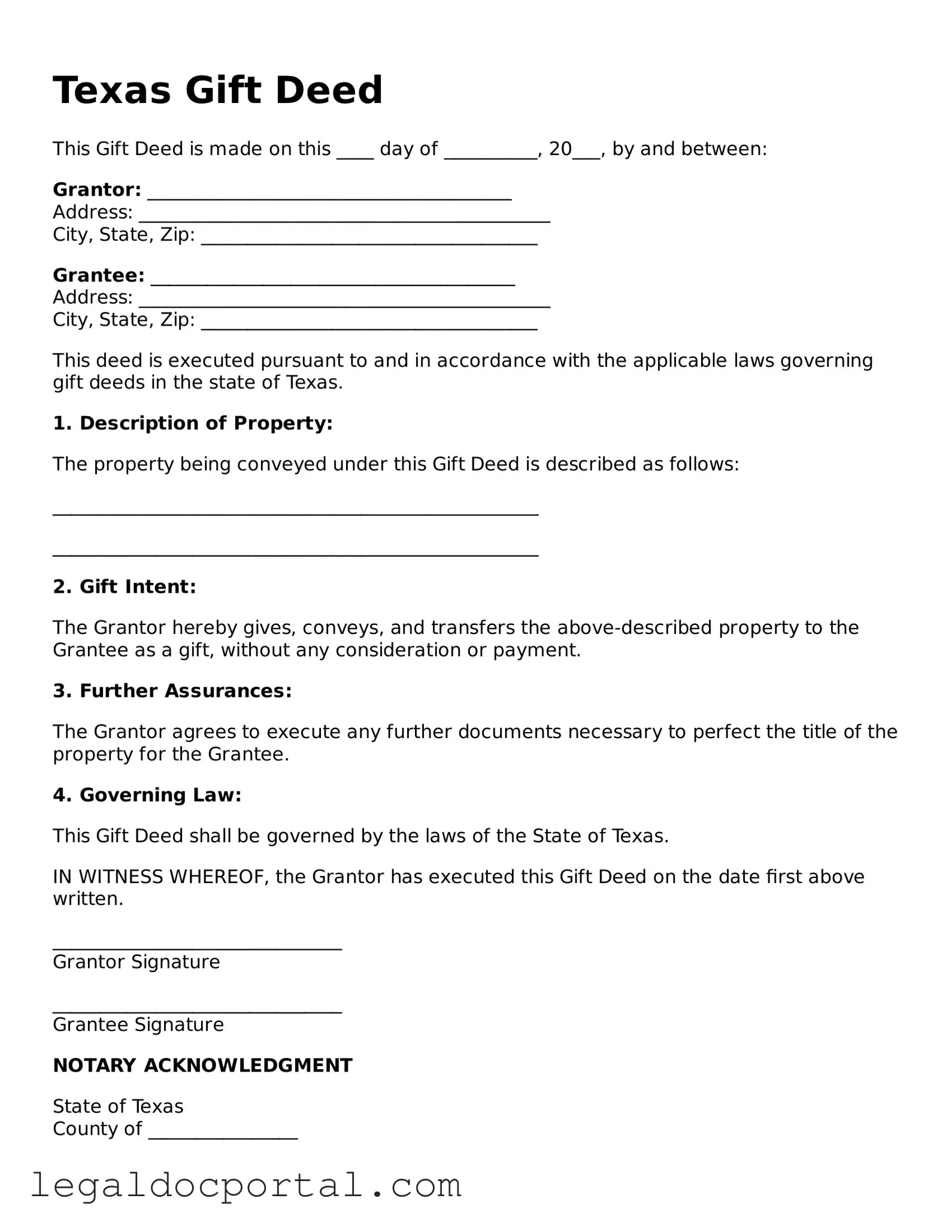 Attorney-Verified Texas Gift Deed Form