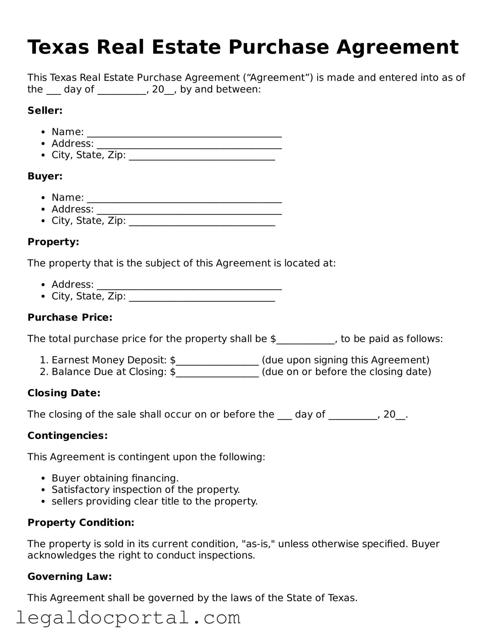 Attorney-Verified Texas Real Estate Purchase Agreement Form