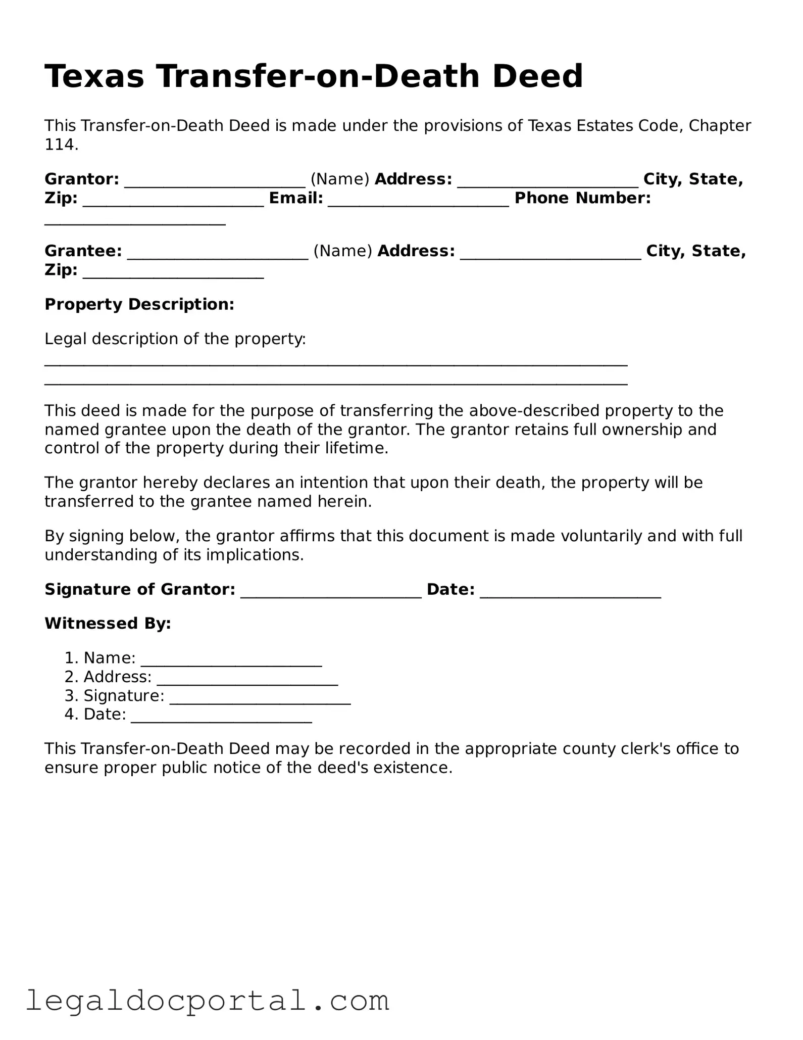 Attorney-Verified Texas Transfer-on-Death Deed Form