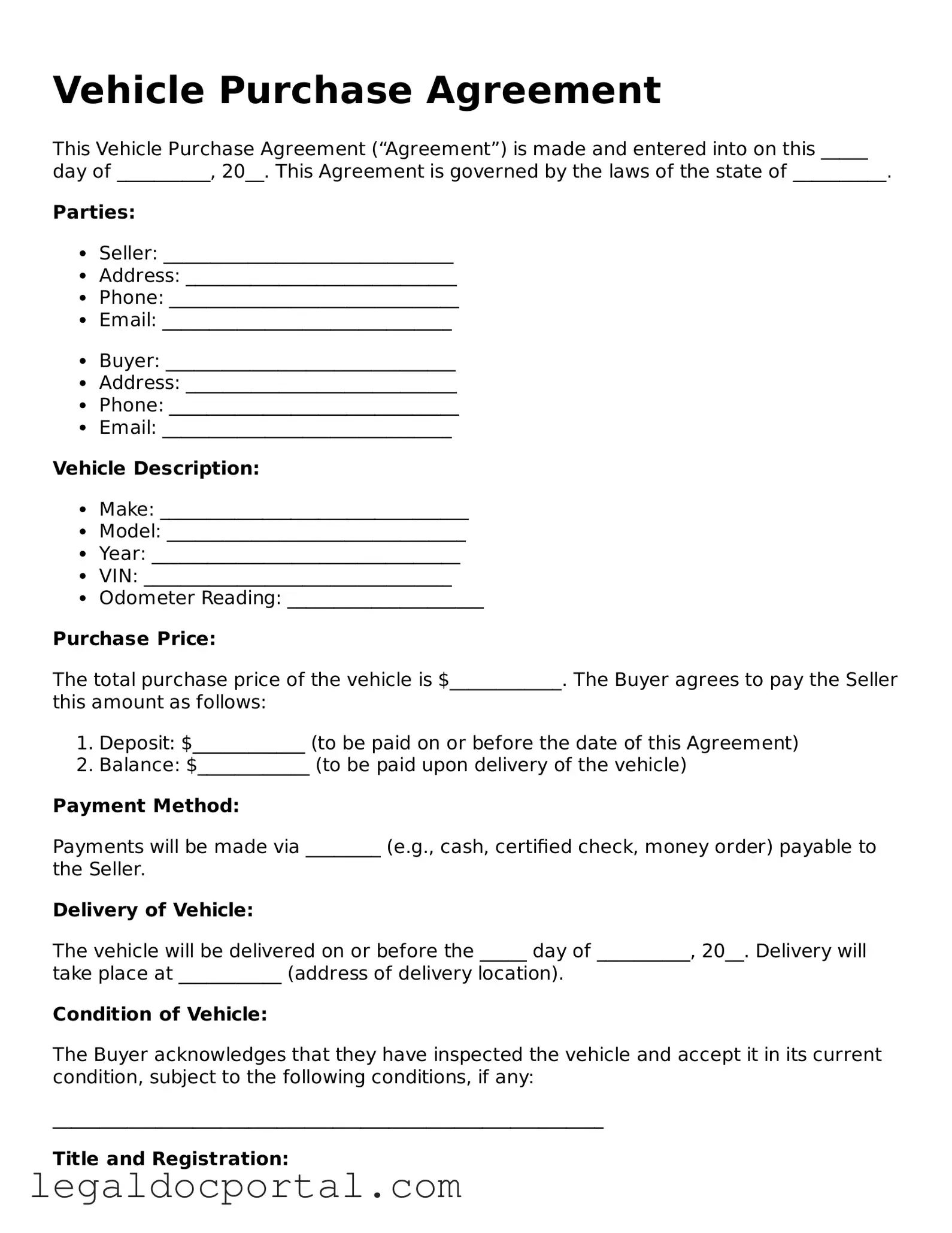 Official Vehicle Purchase Agreement Document