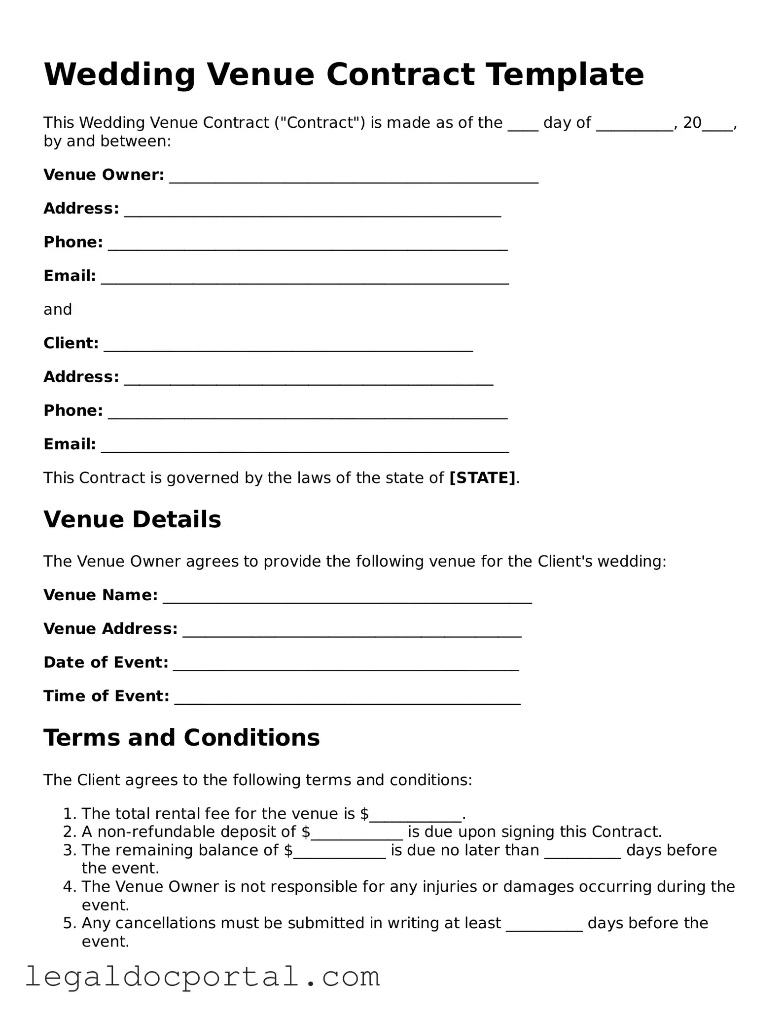 Official Wedding Venue Contract Document